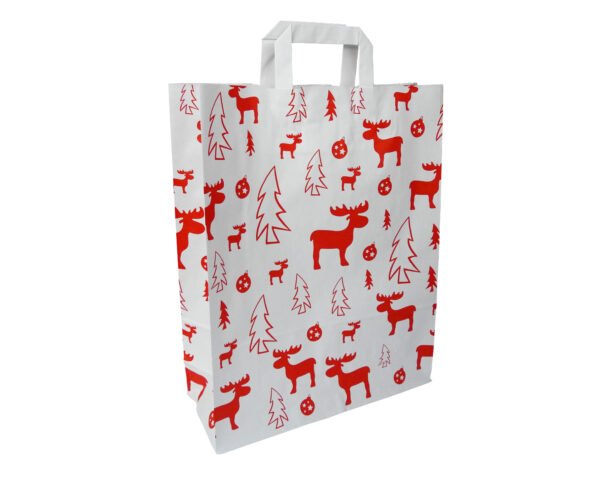 Kalėdiniai dovanų maišeliai 320 x 120 x 400 mm MAXI, spaudas "Elniai", 50 vnt.