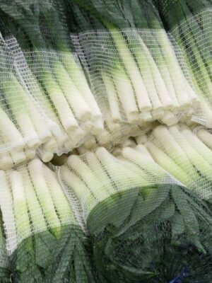 Žaliai balti tinkliniai maišai porams pakuoti, 33 x 65 cm/10 kg, 100 vnt.